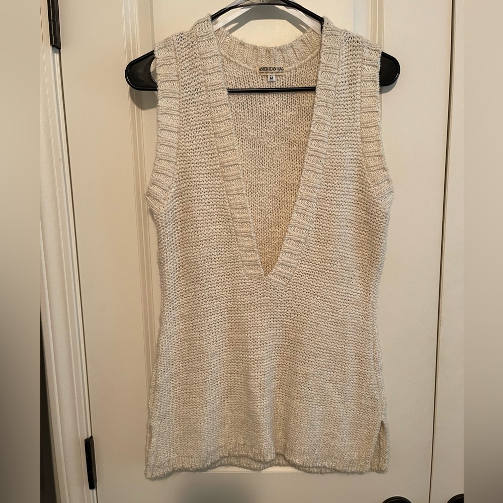 American Rag Deep V Pullover Sleeveless Sweater